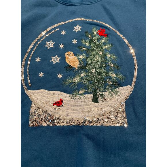 Margaux & Lexi NWT mockneck snowglobe embellished sweatshirt XL - Picture 2 of 11
